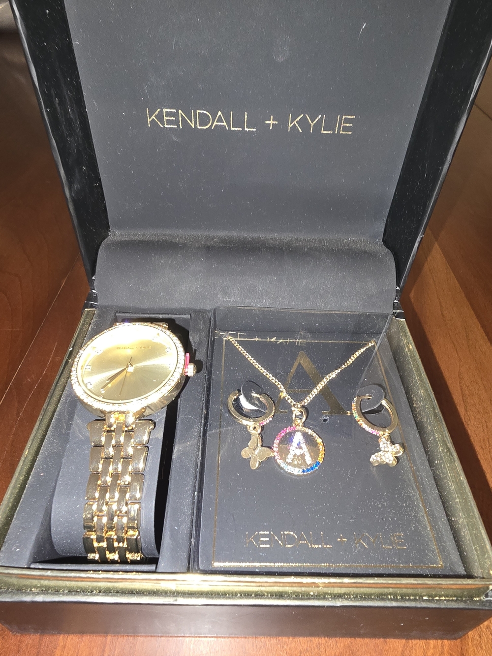 Kendall & Kylie Gold-Tone Watch and Jewelry Set - Letter A, New in Box